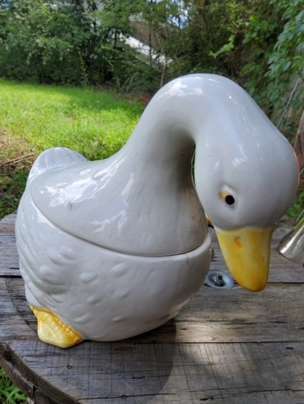 Vintage duck/goose cookie jar vintage white
